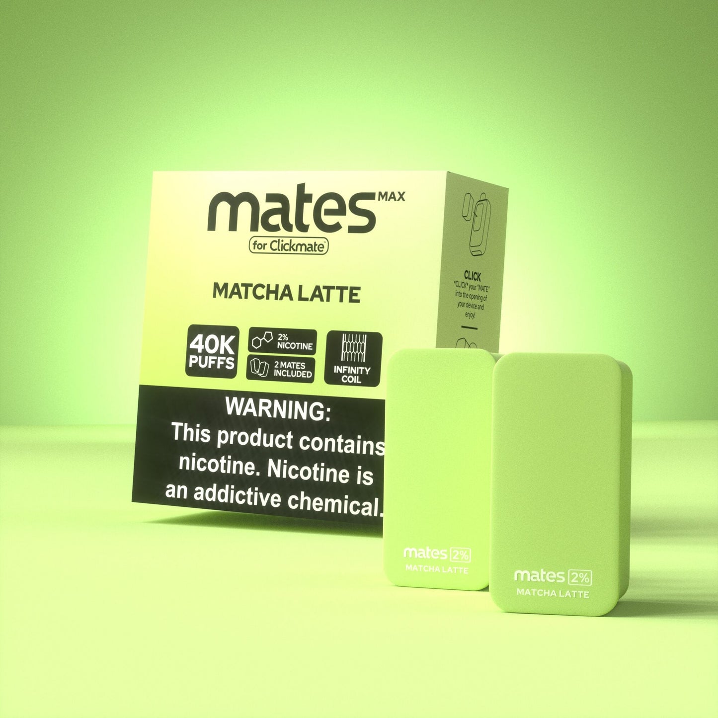 7Daze Clickmates | 5% Prefilled Mates MAX | (2-Pack) | Matcha Latte ith packaging