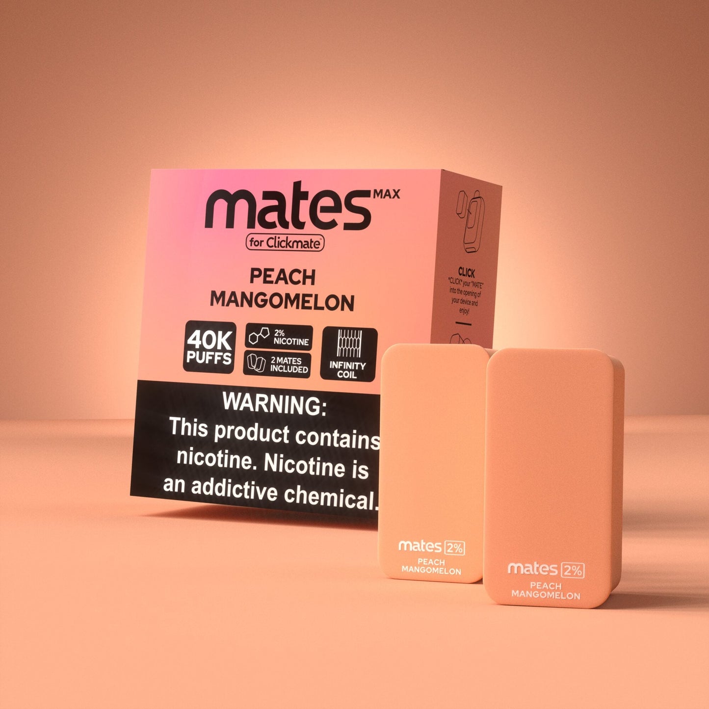 7Daze Clickmates | 5% Prefilled Mates MAX | (2-Pack) | Peach Mangomelon with packaging