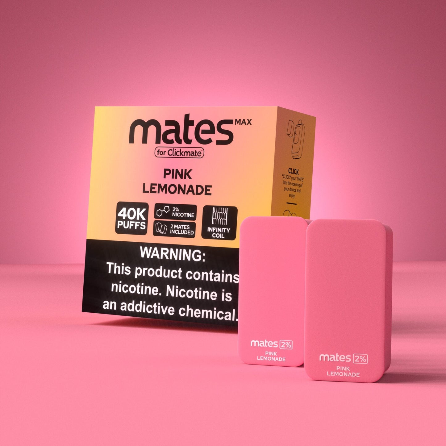 7Daze Clickmates | 5% Prefilled Mates MAX | (2-Pack) | Pink Lemonade with packaging