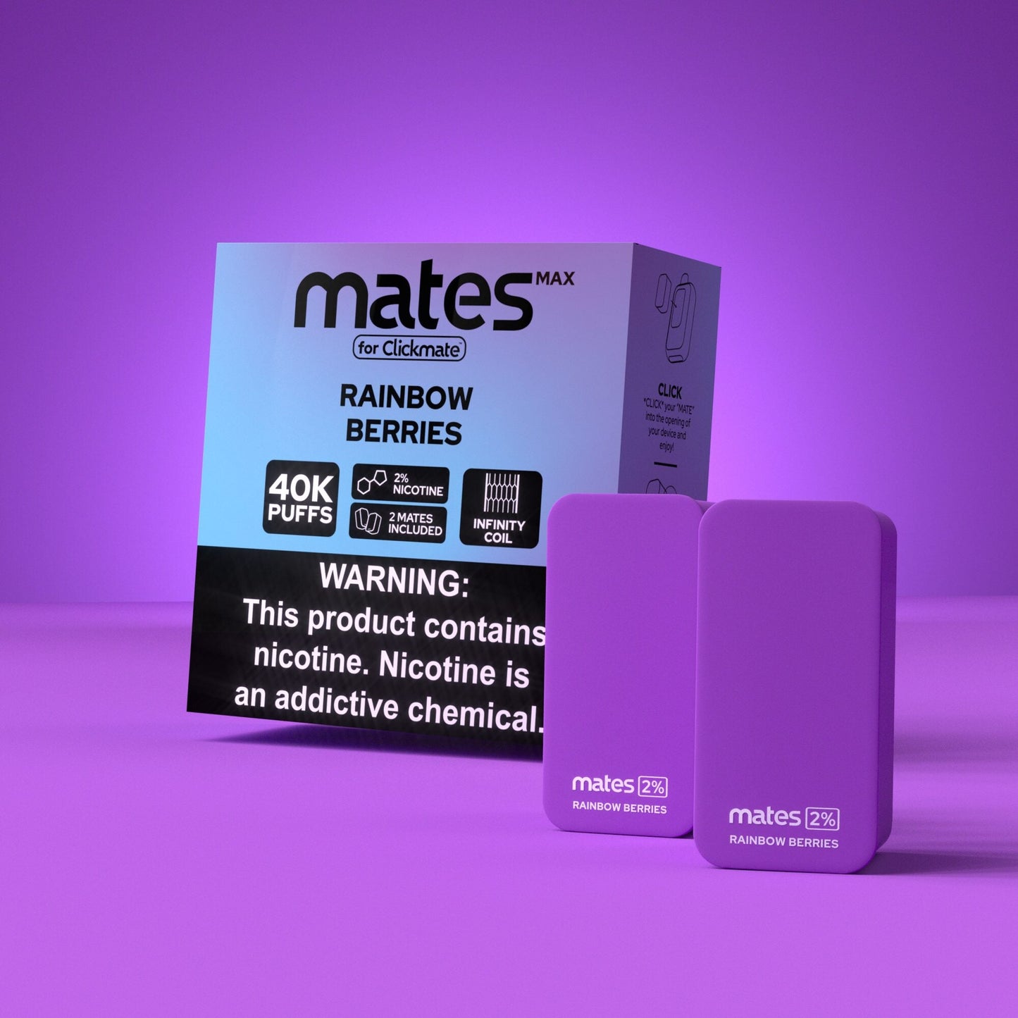 7Daze Clickmates | 2% Prefilled Mates MAX | (2-Pack) | Rainbow Berries with packaging