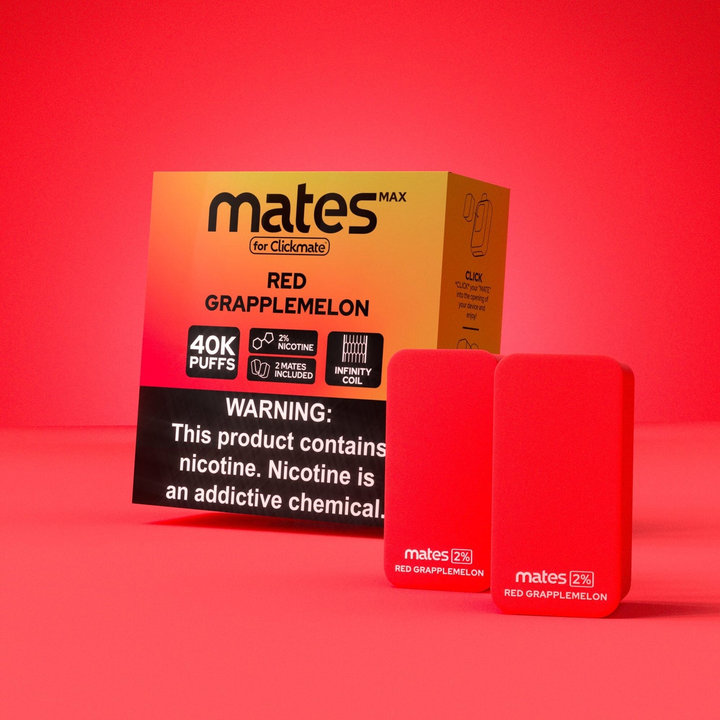 7Daze Clickmates | 2% Prefilled Mates MAX | (2-Pack) | Red Grapplemelon with packaging