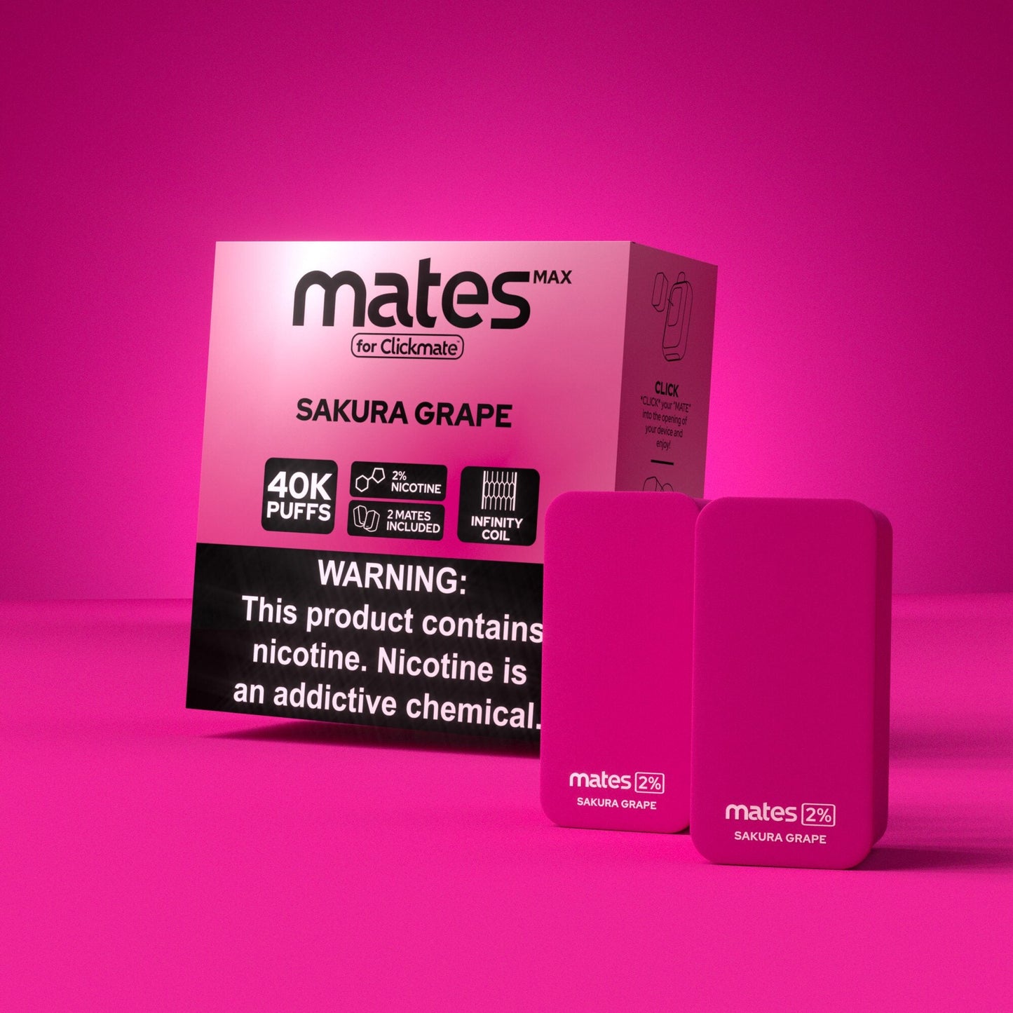 7Daze Clickmates | 5% Prefilled Mates MAX | (2-Pack) | Sakura Grape with packaging