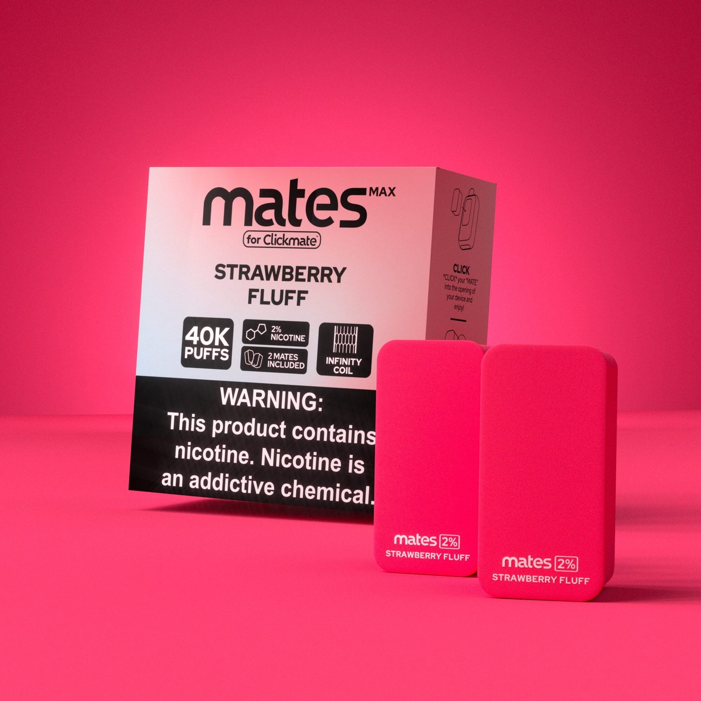 7Daze Clickmates | 2% Prefilled Mates MAX | (2-Pack) | Strawberry Fluff with packaging