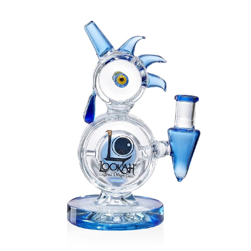 Lookah (Dab Rig) 8″ Mini Disc Percolator Rooster Glass Water Pipe (WPC1000) - Blue