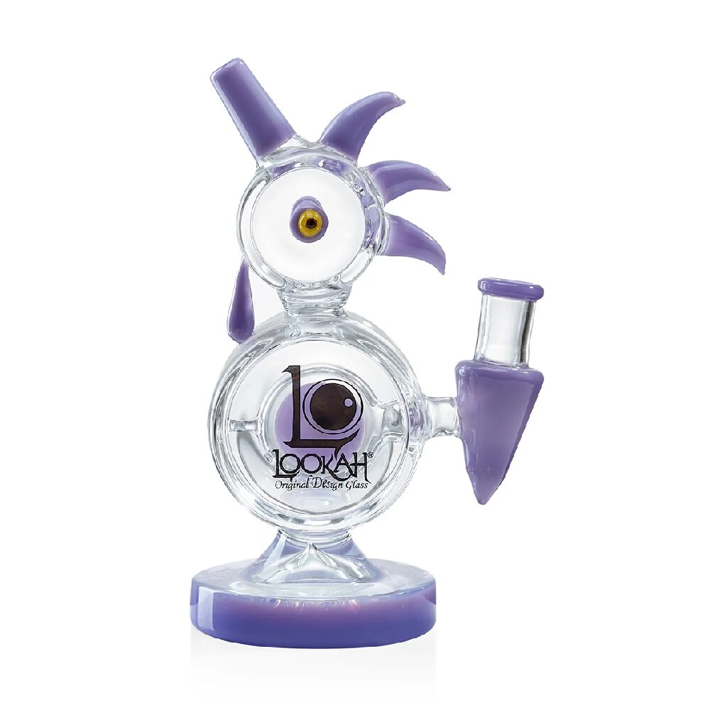 Lookah (Dab Rig) 8″ Mini Disc Percolator Rooster Glass Water Pipe (WPC1000) - Purple