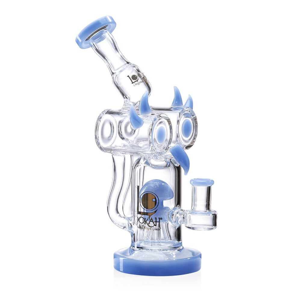 Lookah (Dab Rig) 10” Recycler Percolator Fantasy Bird Water Pipe (WPC1009) - Blue