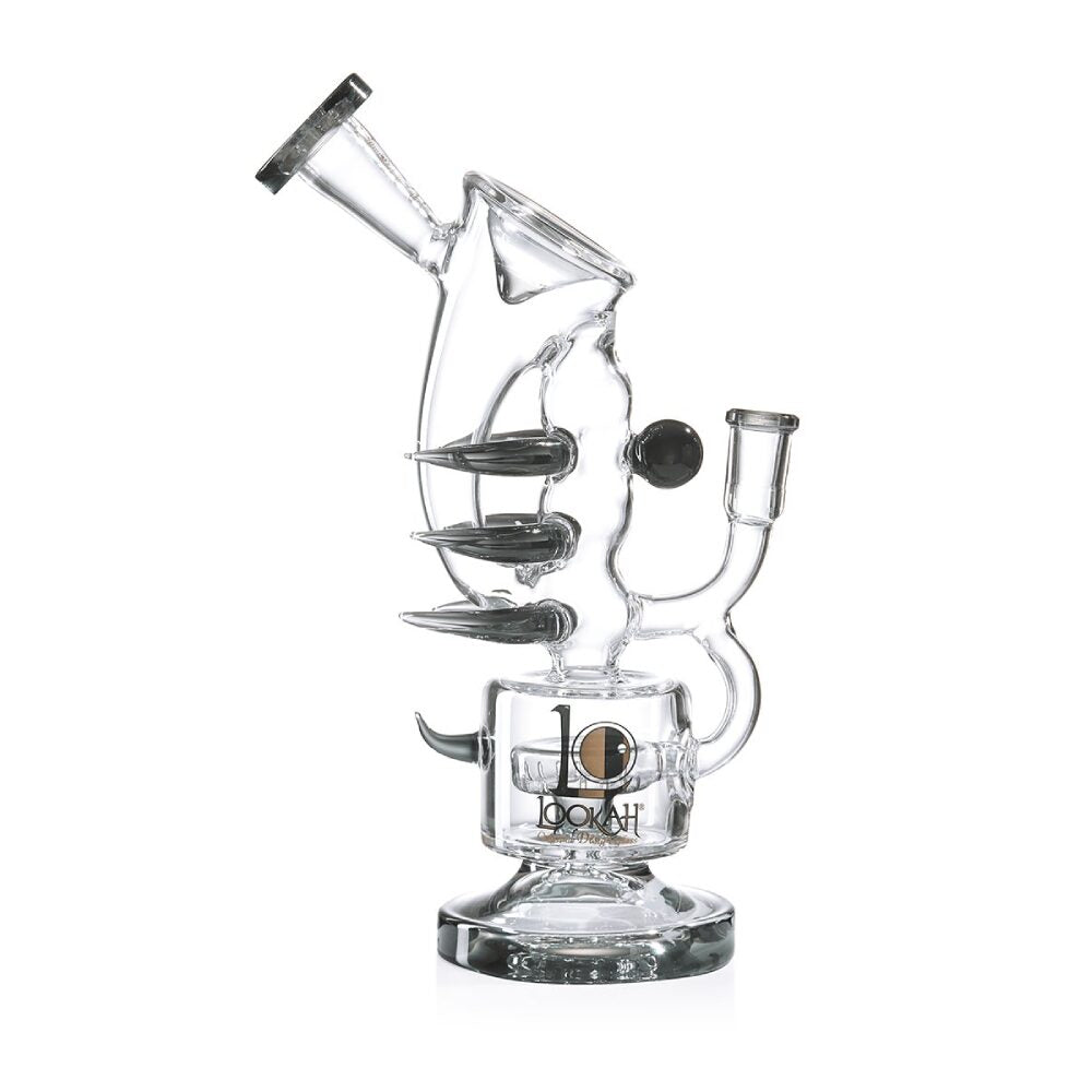 Lookah (Dab Rig) 11″ Recycler Double Chamber Spur Water Pipe (WPC1010) - Transparent Black