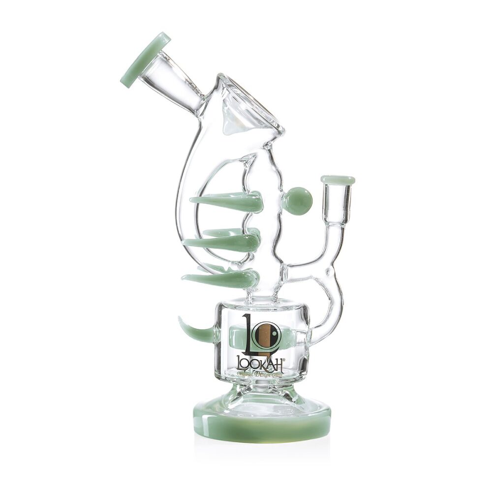 Lookah (Dab Rig) 11″ Recycler Double Chamber Spur Water Pipe (WPC1010) - Green