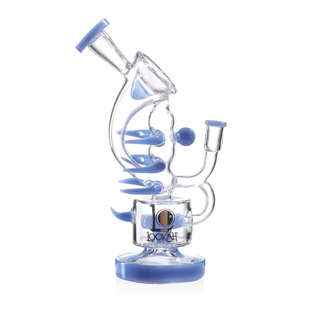 Lookah (Dab Rig) 11″ Recycler Double Chamber Spur Water Pipe (WPC1010) - Blue