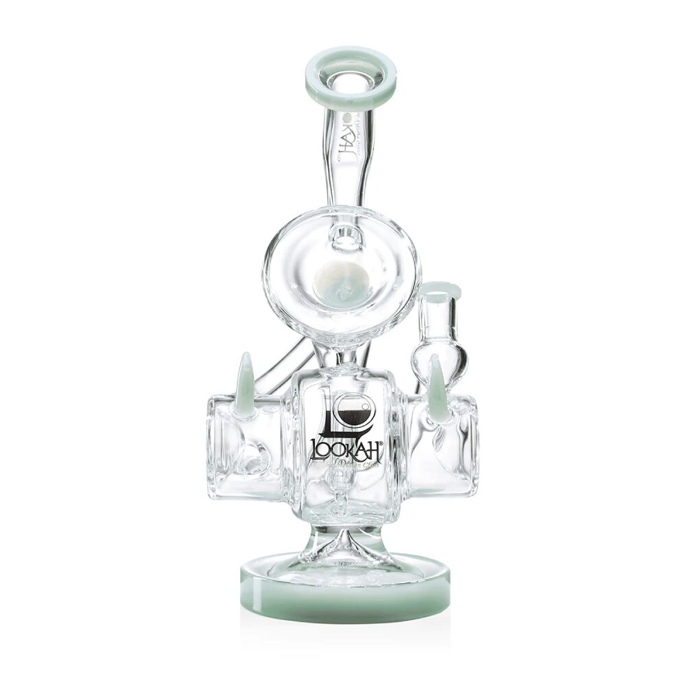 Lookah (Dab Rig) 11” Recycler Tripled Chamber Horn Water Pipe (WPC1011) - Green