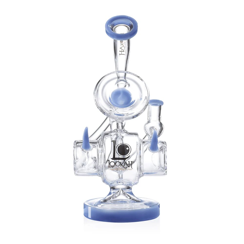 Lookah (Dab Rig) 11” Recycler Tripled Chamber Horn Water Pipe (WPC1011) - Blue