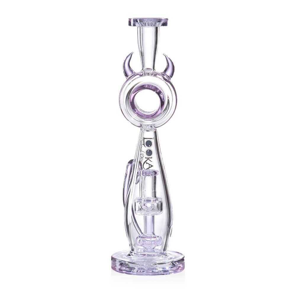 Lookah (Dab Rig) 12” Cute Percolator Elegant Cat Water Pipe (WPC1012) - Purple