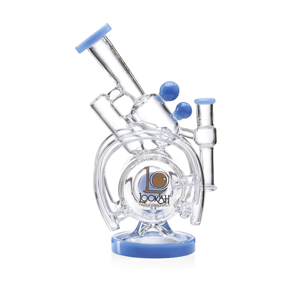 Lookah (Dab Rig) 14″ Recycler Orbital Double Chamber Water Pipe (WPC1016) - Blue