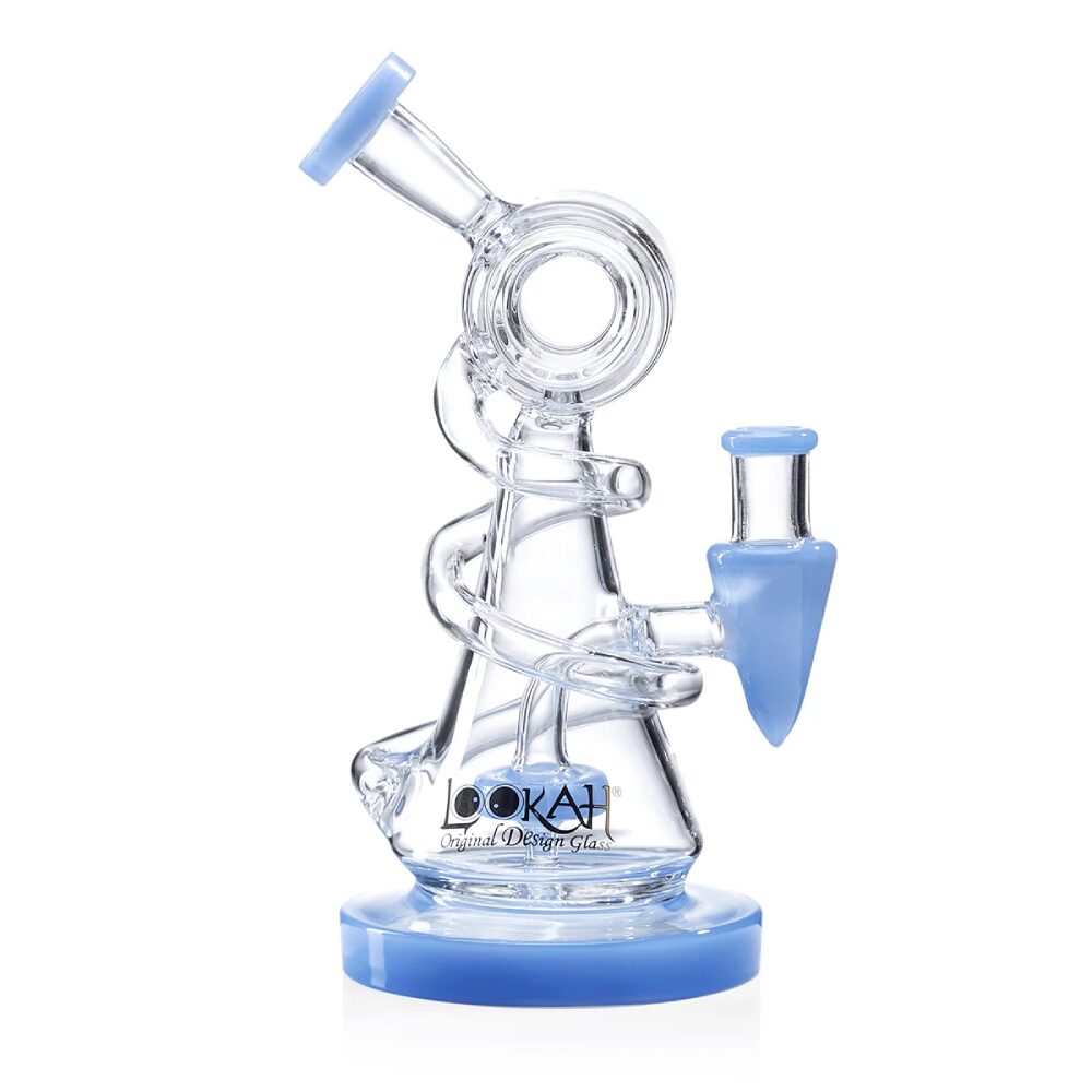 Lookah (Dab Rig) 9″ Mini Recycler Spiral Beaker Water Pipe (WPC1017) - Blue