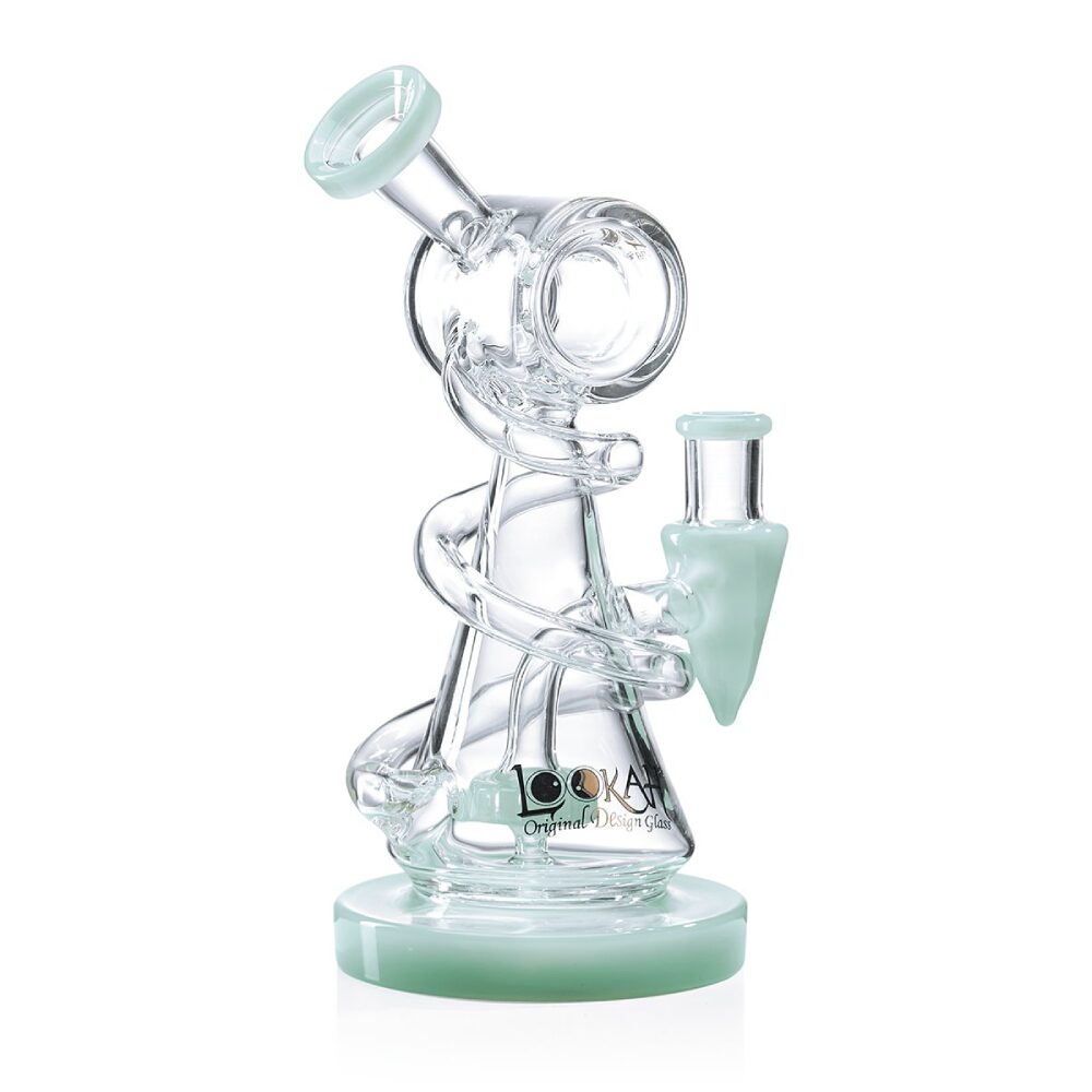 Lookah (Dab Rig) 9″ Mini Recycler Spiral Beaker Water Pipe (WPC1017) - Green