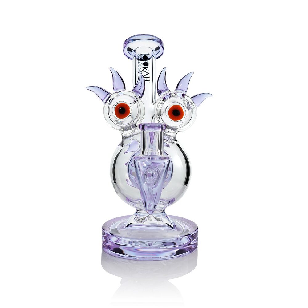 Lookah (Dab Rig) 8” Mini Sparkling Red Eyes Alien Water Pipe (WPC2031) - Purple