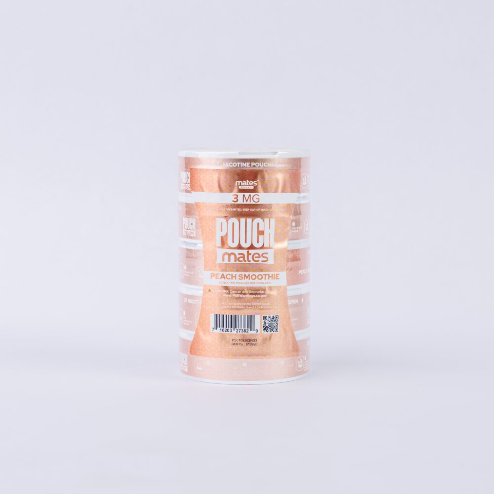 PouchMates (DSPLY 5pc)(Nic Pouch)(20ct Can) - Peach Smoothie