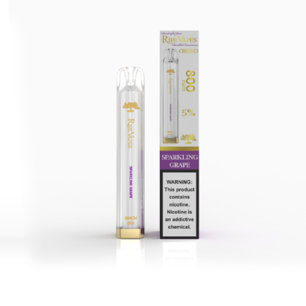 Ripe Vapes Birch | 800 Puffs Disposable | 2mL | 50mg | Sparkling Grape with packaging
