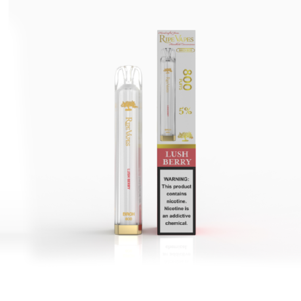 Ripe Vapes Birch | 800 Puffs Disposable | 2mL | 50mg | Lush Berry with packaging