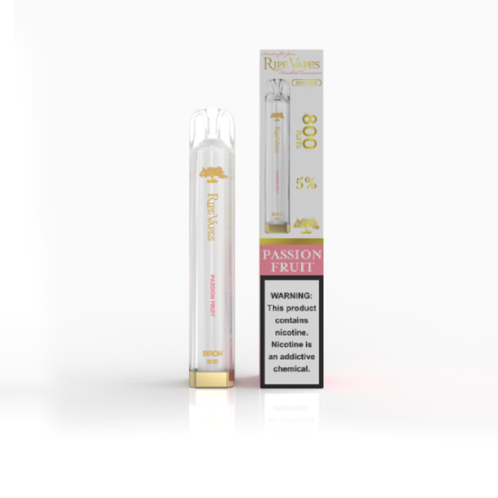 Ripe Vapes Birch | 800 Puffs Disposable | 2mL | 50mg | Passion Fruit with packaging