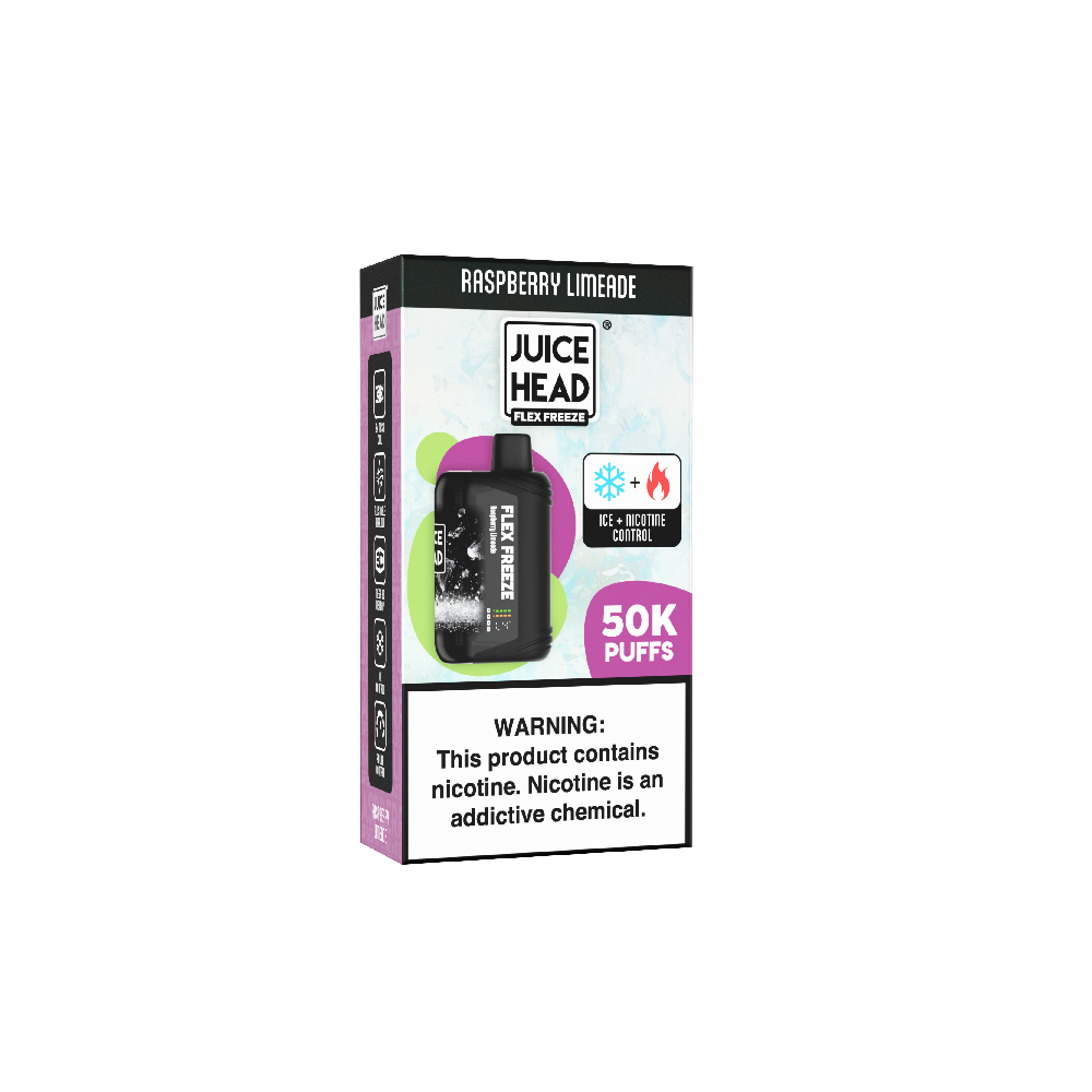 Juice Head Flex Freeze (Dispo) | 50000 Puff | 24mL | 50mg | Raspberry Limeade with packaging