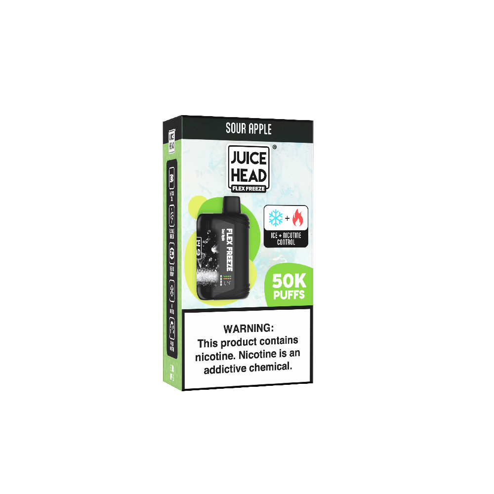 Juice Head Flex Freeze (Dispo) | 50000 Puff | 24mL | 50mg | Sour Apple with packaging