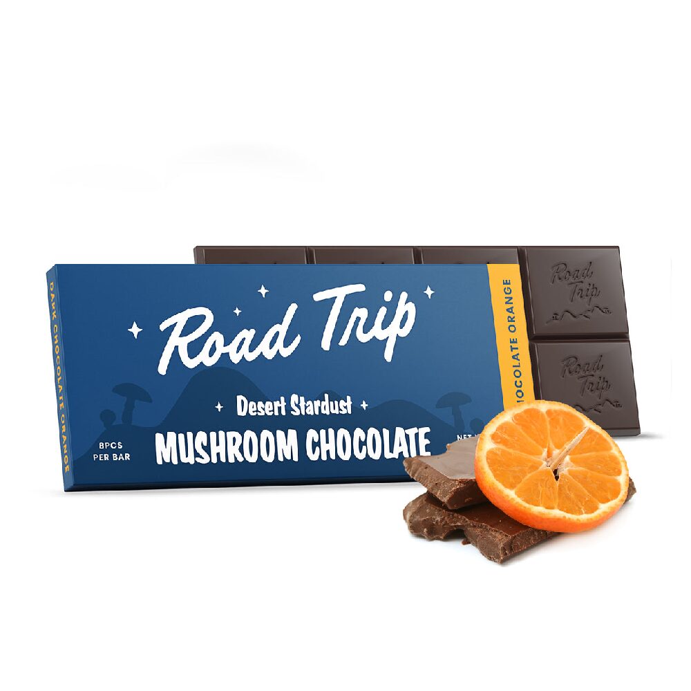 Road Trip (Shroom)(Chocolate)(30000mg 1ct Bar) Desert Stardust - Dark Chocolate Orange with packaging