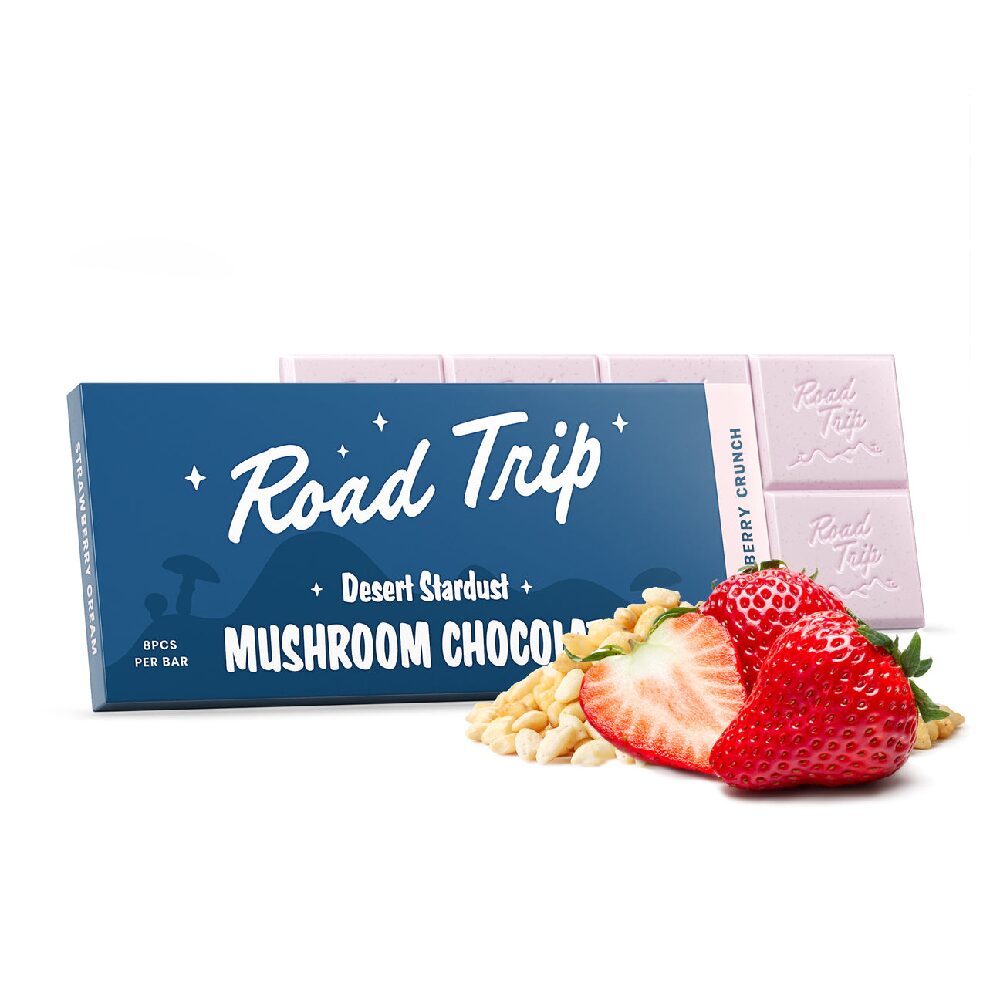 Road Trip (Shroom)(Chocolate)(30000mg 1ct Bar) Desert Stardust - Strawberry Crunch with packaging