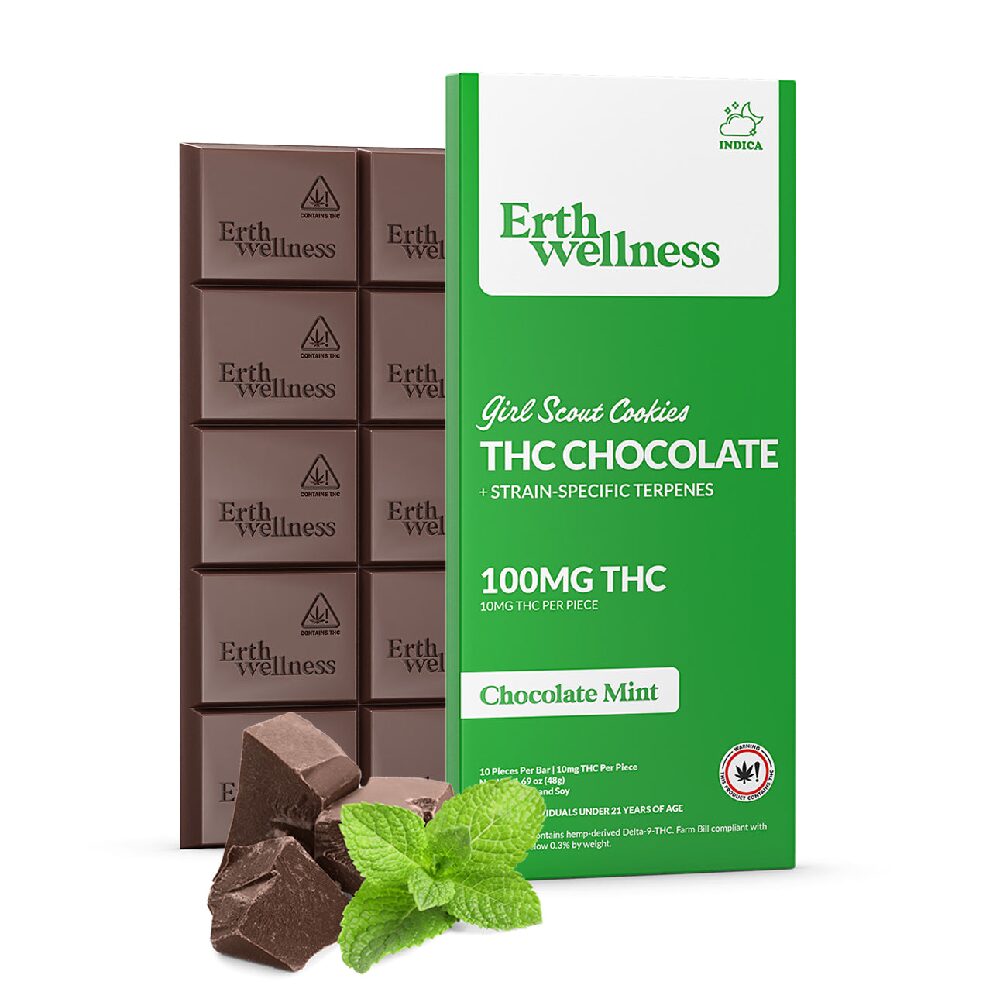ERTH (D9 THC)(Chocolate)(100mg 1ct Bar) - Girl Scout Cookies with packaging