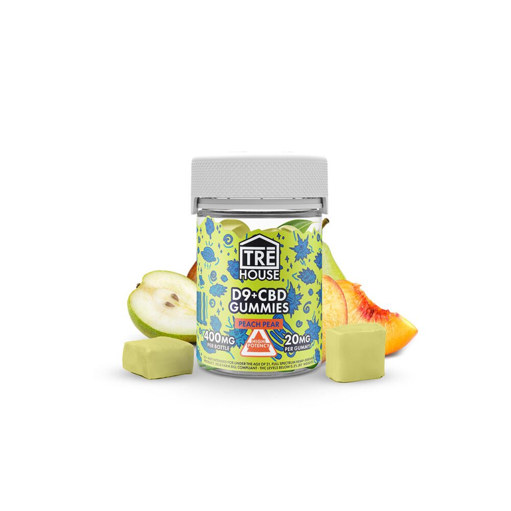 Tre House (Delta)(Gummies)(400mg 20ct Pouch) D9 + CBD - Peach Pear