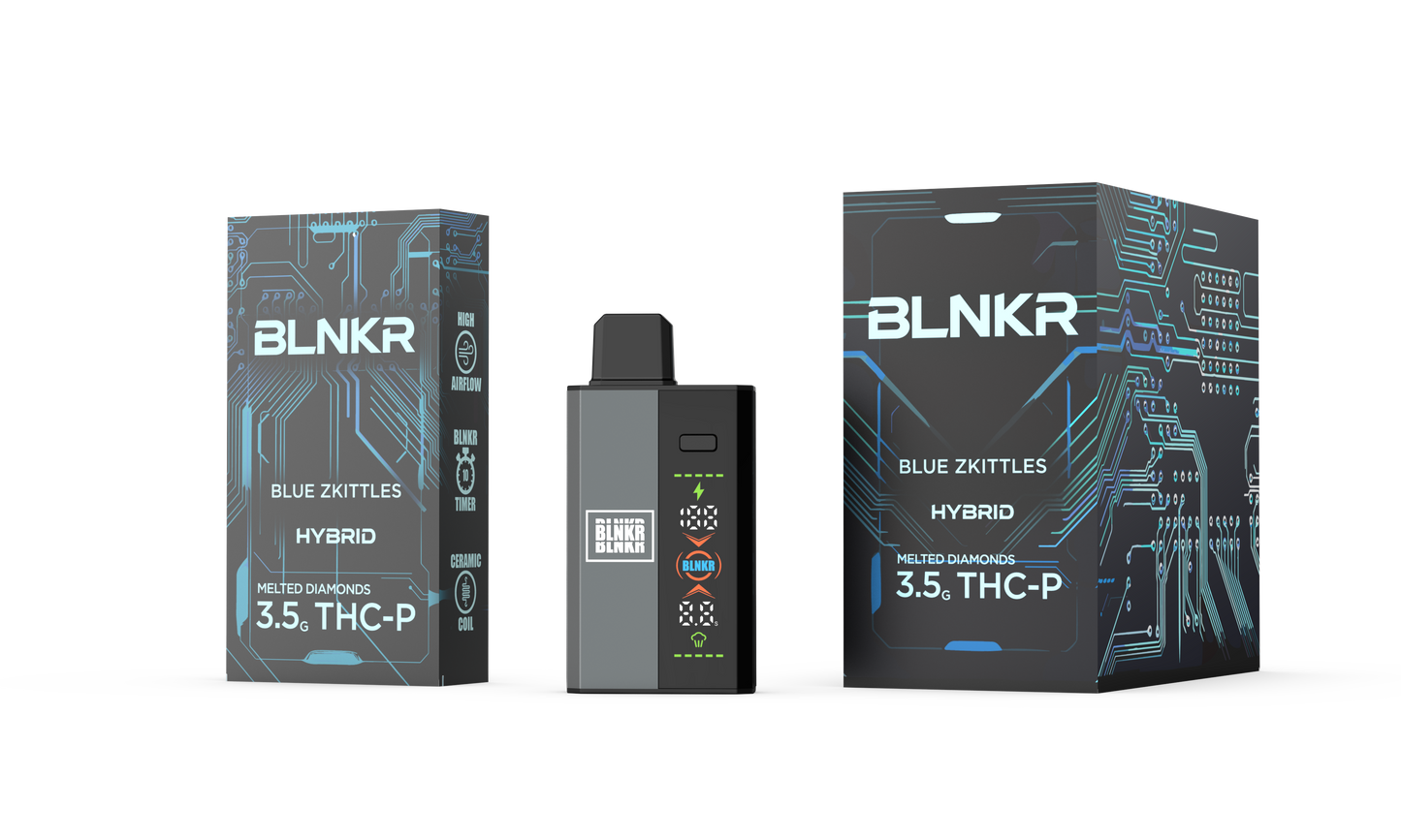 BLNKR (DispoDelta)(3.5g) Melted Diamonds THC-P - Blue Zkittles (Hybrid) with packaging