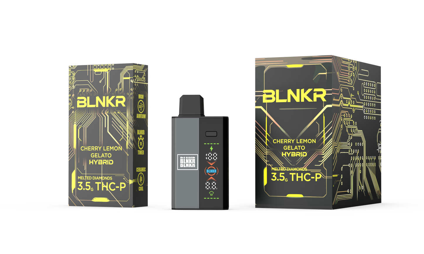 BLNKR (DispoDelta)(3.5g) Melted Diamonds THC-P - Cherry Lemon Gelato (Hybrid) with packaging