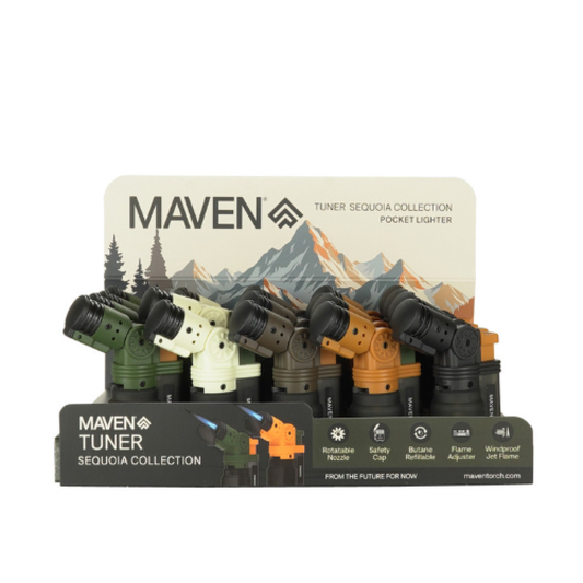 Maven (DSPLY 20pc)(Lighter) Tuner Sequoia Collection Pocket Lighter - Assorted Colors (SAS)