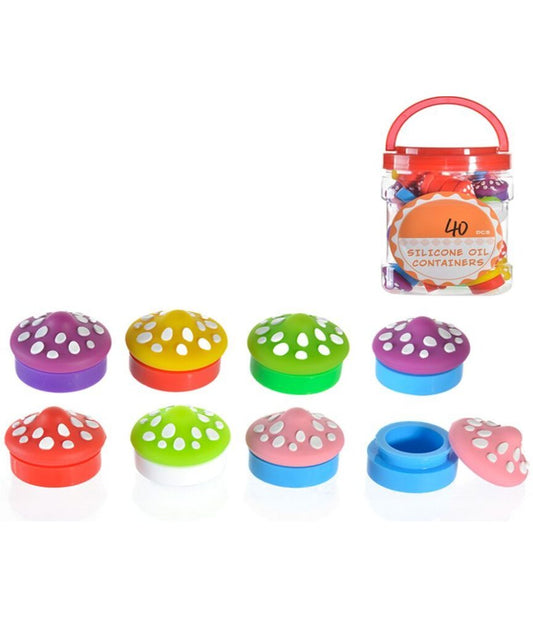 Non branded (DSPLY 40pc)(Accessories) Silicone Oil Containers - Mushroom Design (SAS)
