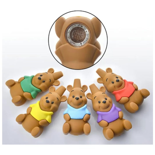 Non branded (Hand Pipe)(5-Pack) SHP36 Brown Bear Silicone Hand Pipe (SAS)