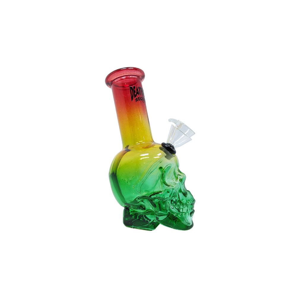Death Row Records (Water Pipe) 6″ Skull Head Bubbler - Rasta