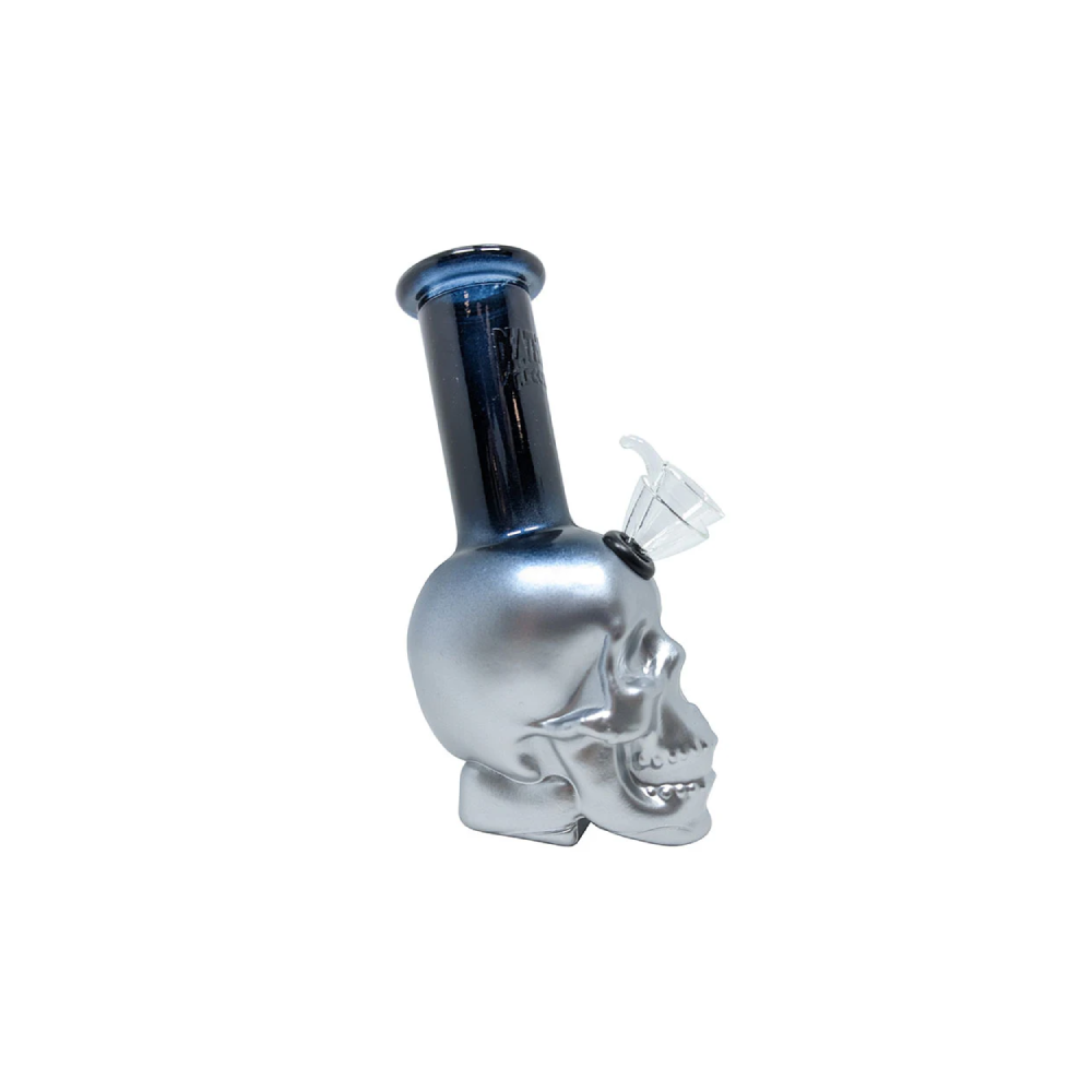 Death Row Records (Water Pipe) 6″ Skull Head Bubbler - Black Silver