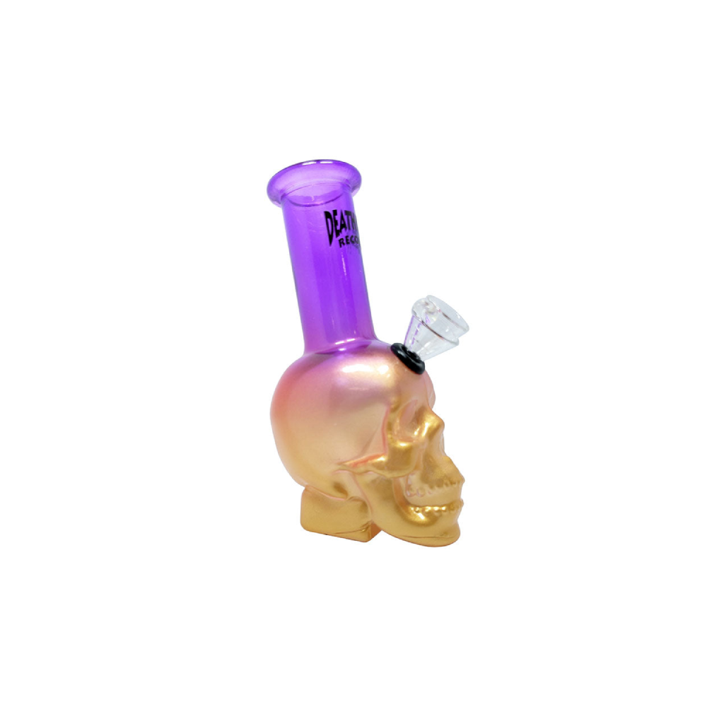 Death Row Records (Water Pipe) 6″ Skull Head Bubbler - Purple Gold