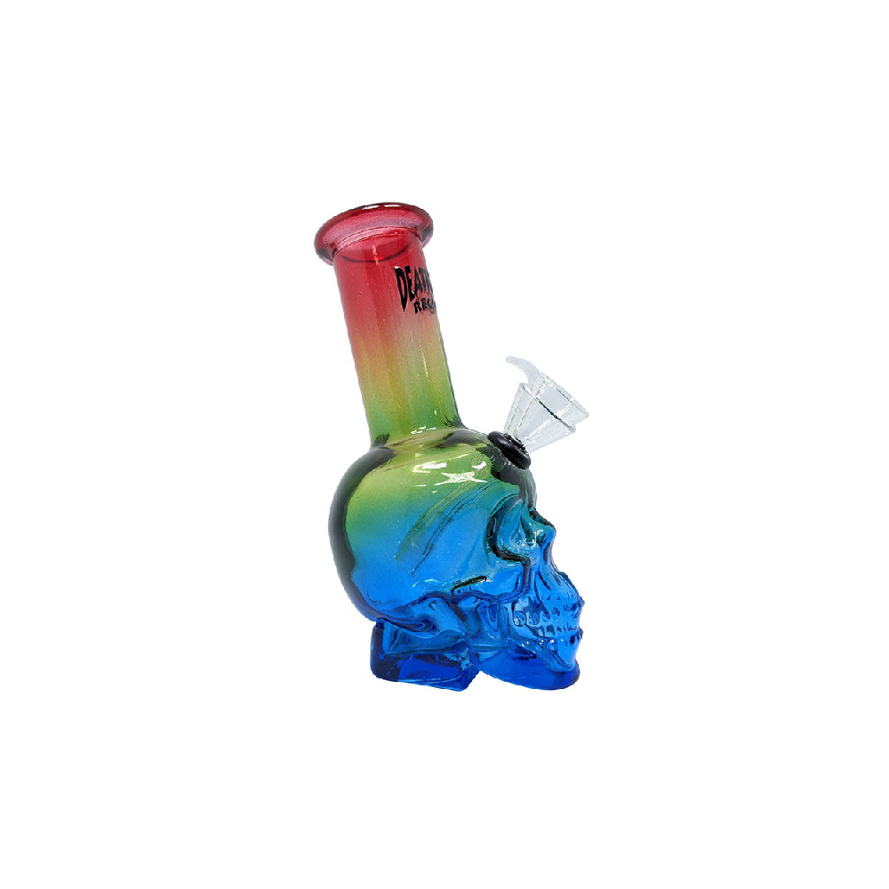 Death Row Records (Water Pipe) 6″ Skull Head Bubbler - Spectrum (RYB)