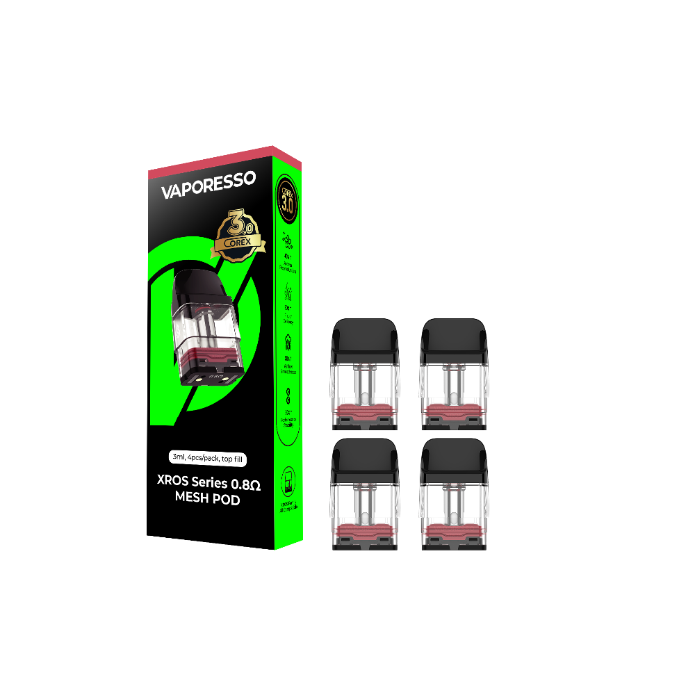 Vaporesso XROS COREX 3.0 – Pods- 4-Pack 3mL Top-Fill - 0.8ohm Mesh