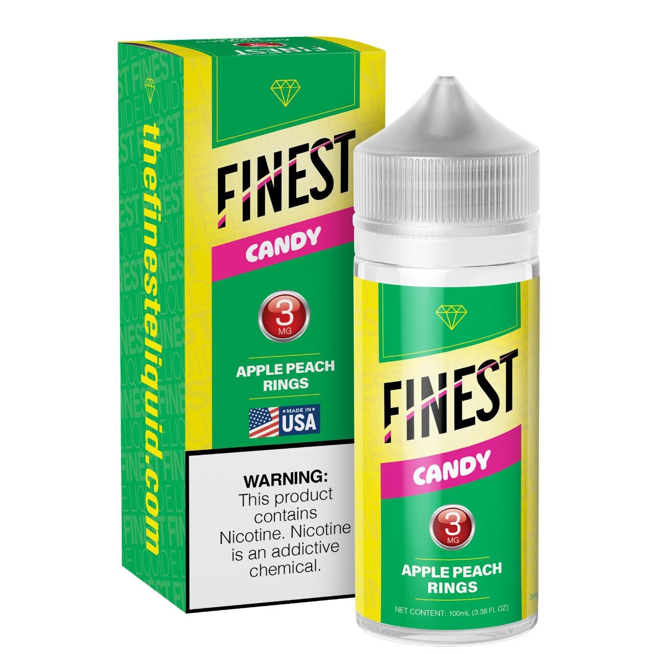 Finest E-Liquid 100mL (Freebase) - Apple Peach Rings with packaging