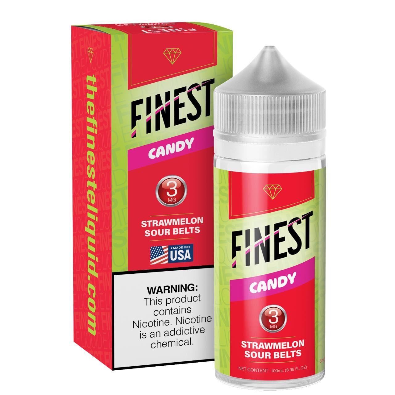 Finest E-Liquid 100mL (Freebase) - Strawmelon Sour Belts with packaging