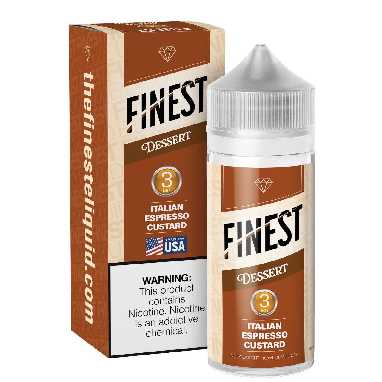 Finest E-Liquid 100mL (Freebase) - Italian Espresso Custard with packaging