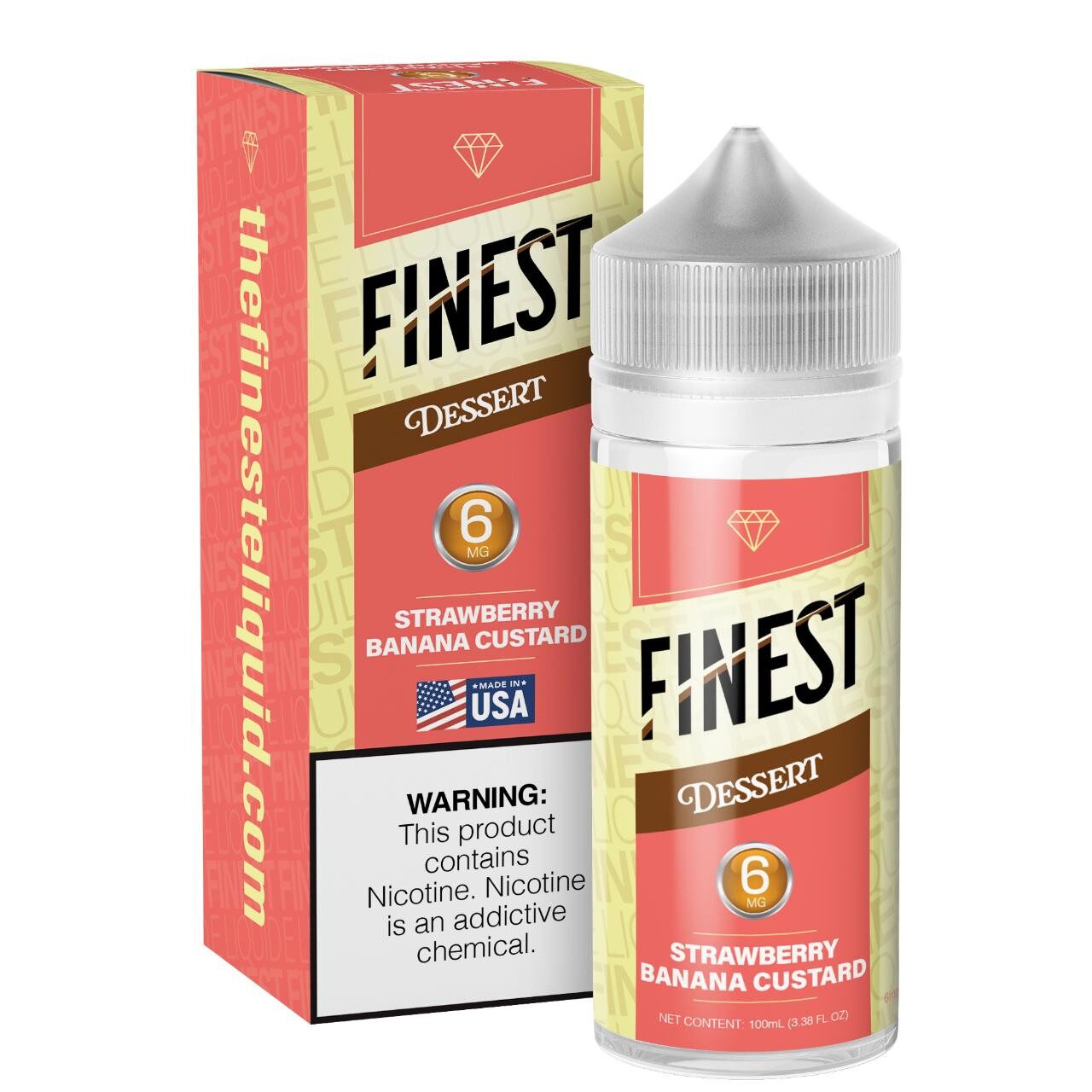 Finest E-Liquid 100mL (Freebase) - Strawberry Banana Custard with packaging
