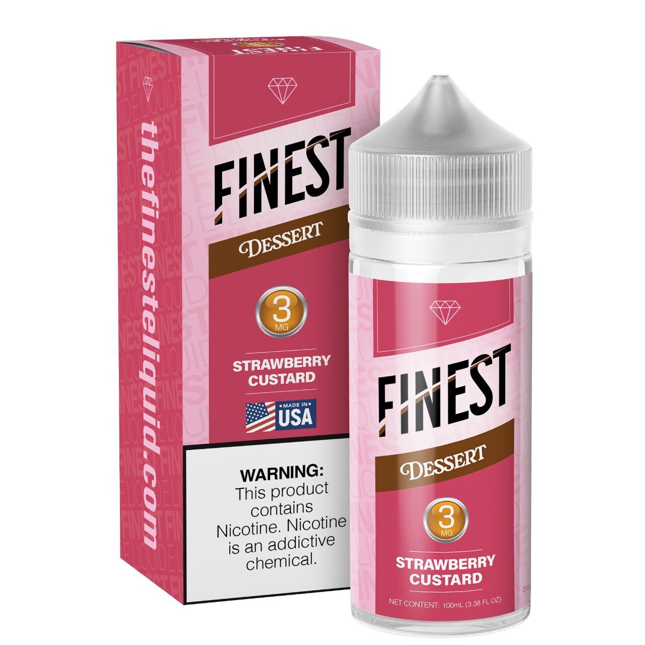 Finest E-Liquid 100mL (Freebase) - Strawberry Custard with packaging
