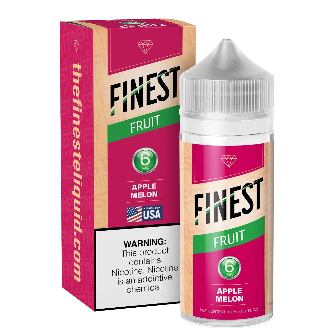 Finest E-Liquid 100mL (Freebase) - Apple Melon with packaging