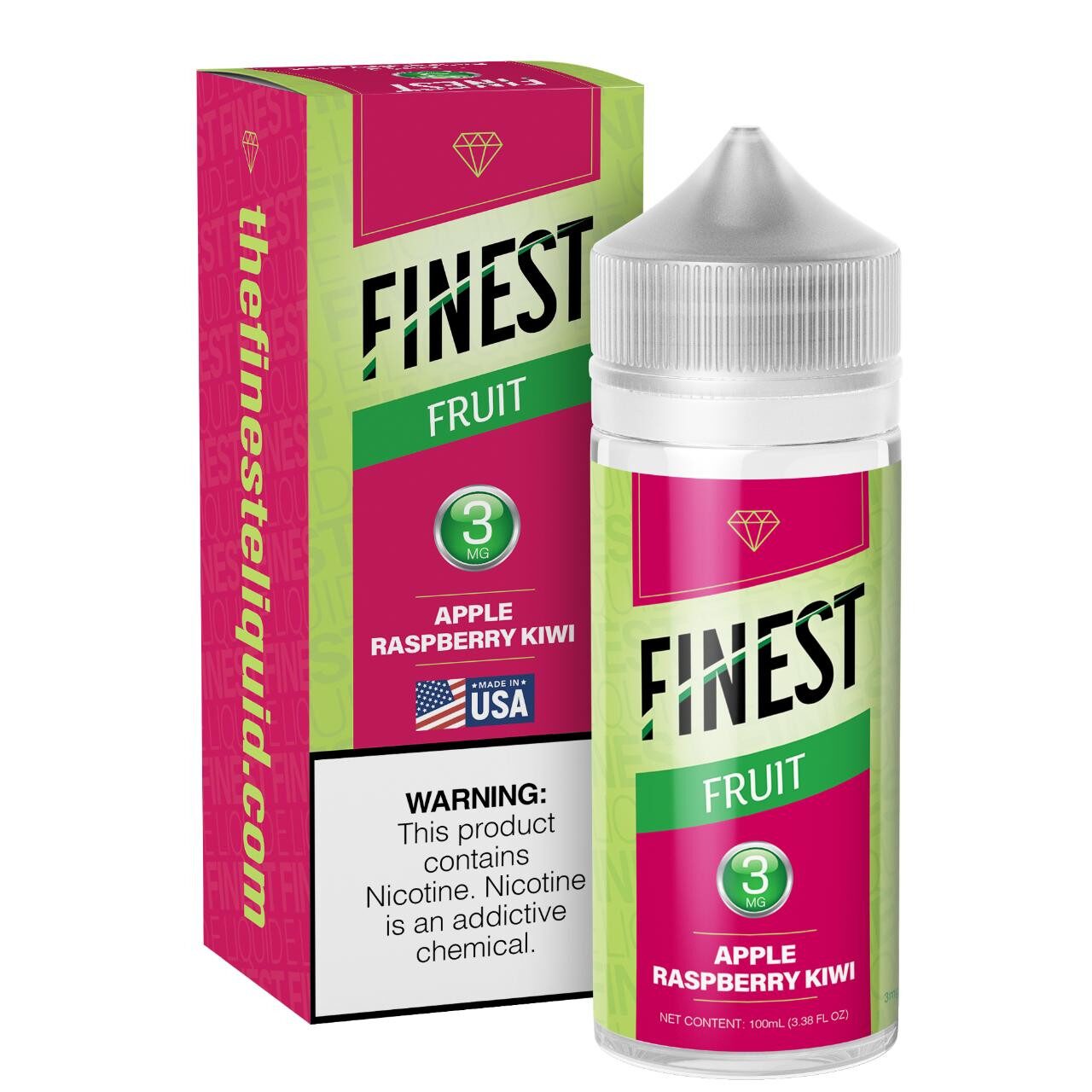 Finest E-Liquid 100mL (Freebase) - Apple Raspberry Kiwi with packaging
