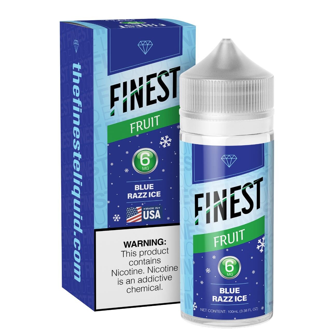 Finest E-Liquid 100mL (Freebase) - Blue Razz Ice with packaging