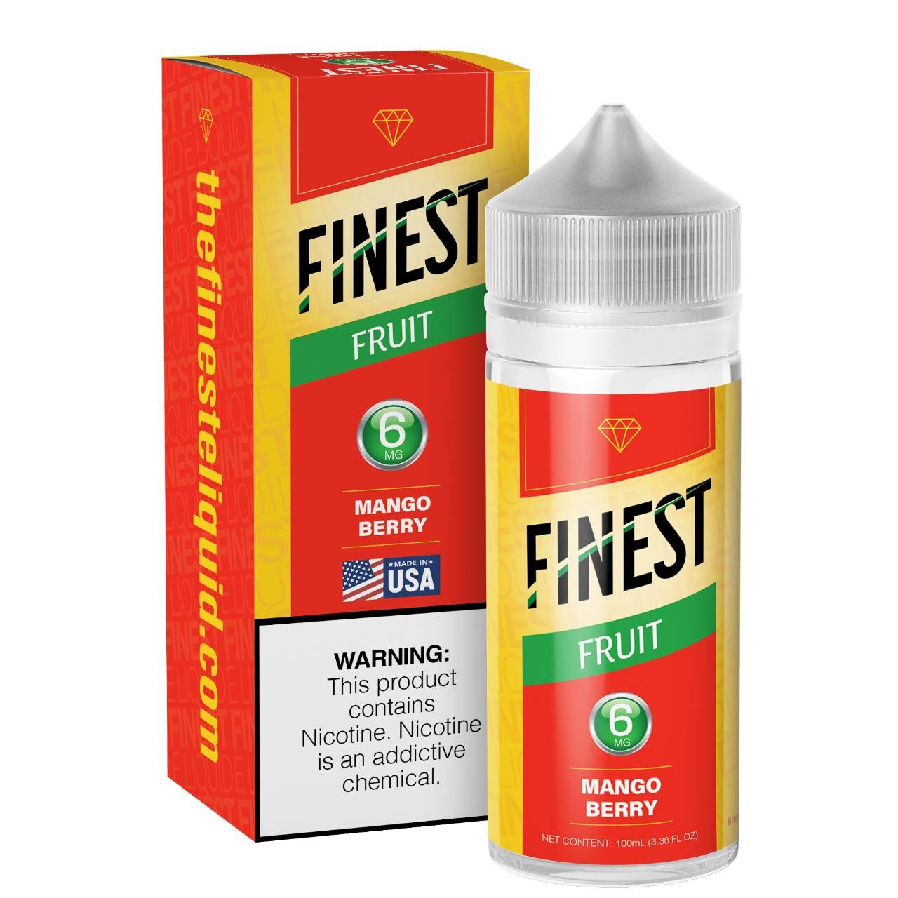 Finest E-Liquid 100mL (Freebase) - Mango Berry with packaging