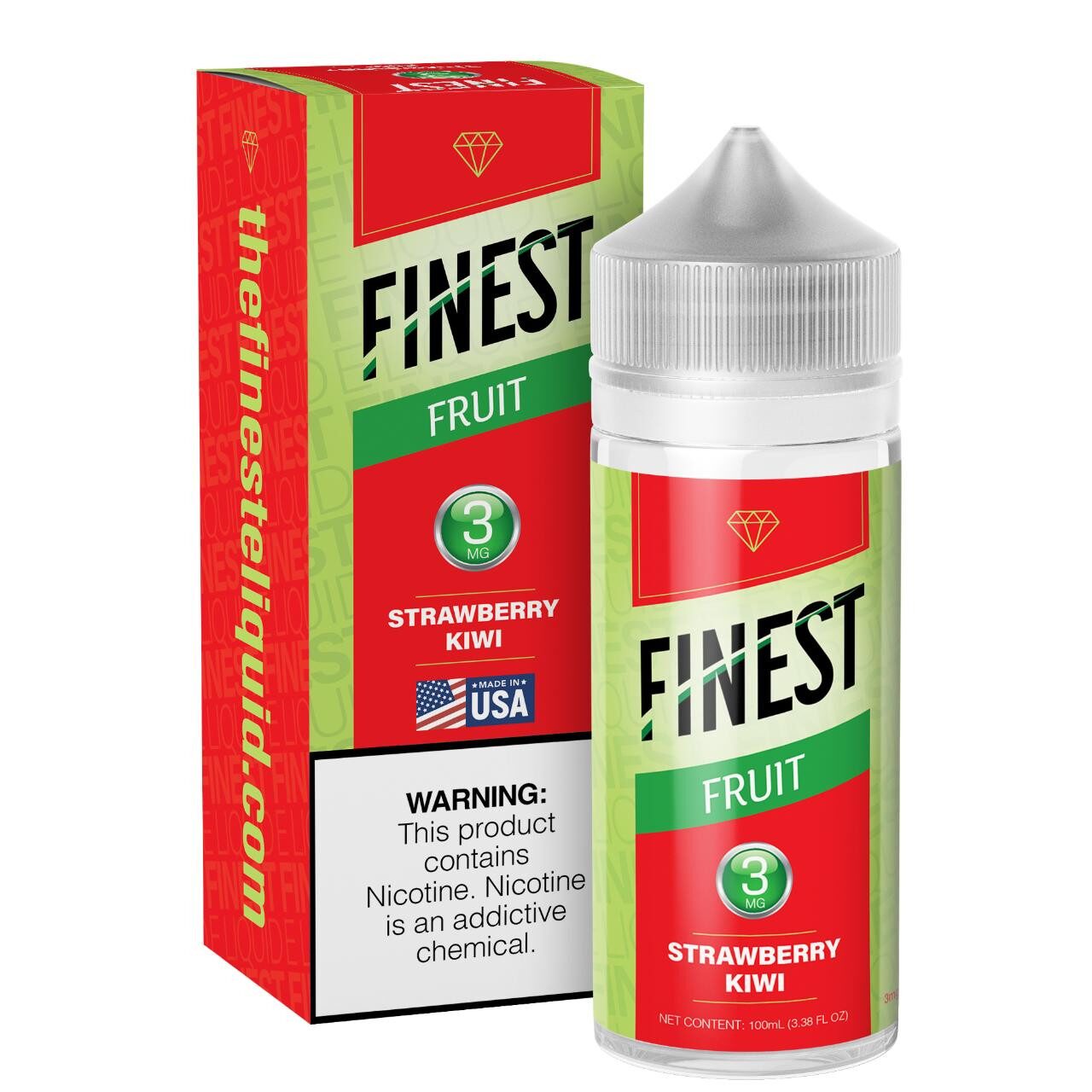 Finest E-Liquid 100mL (Freebase) - Strawberry Kiwi with packaging